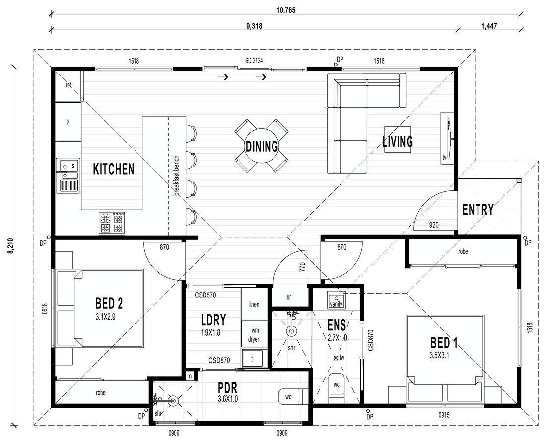 Curtis — 2D coloured floor plan