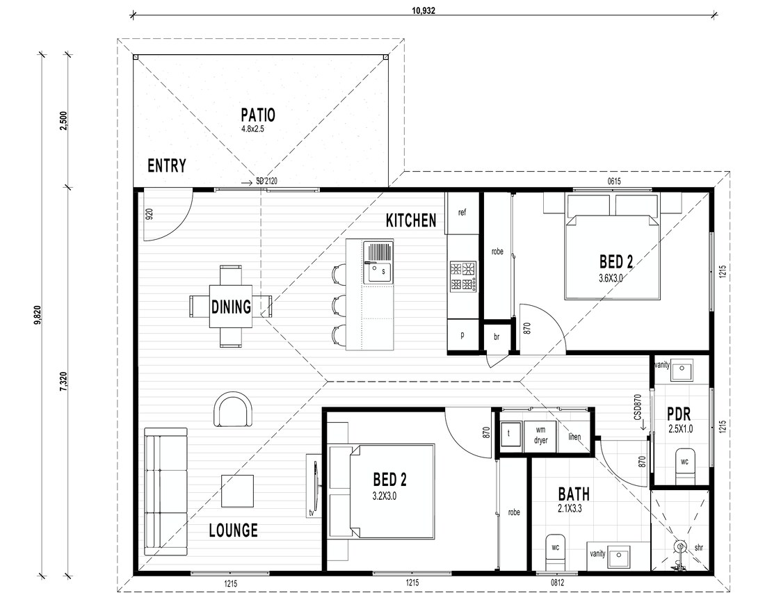 Fitzroy — 2D coloured floor plan