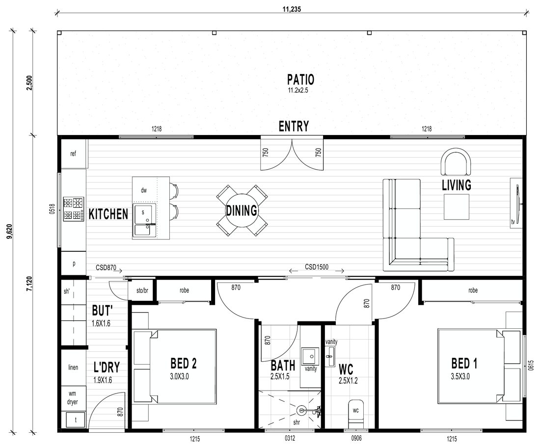 Henning — 2D coloured floor plan