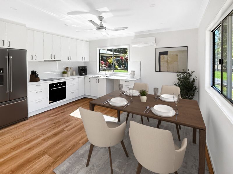 Open kitchen and dining in a KiaDom small home